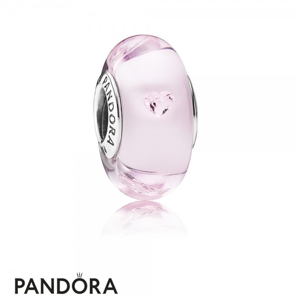 Pandora Touch Of Color Charms Pink Hearts Charm Murano Glass Pink Cz