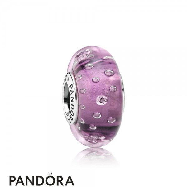 Pandora Touch Of Color Charms Purple Effervescence Charm Murano Glass Clear Cz