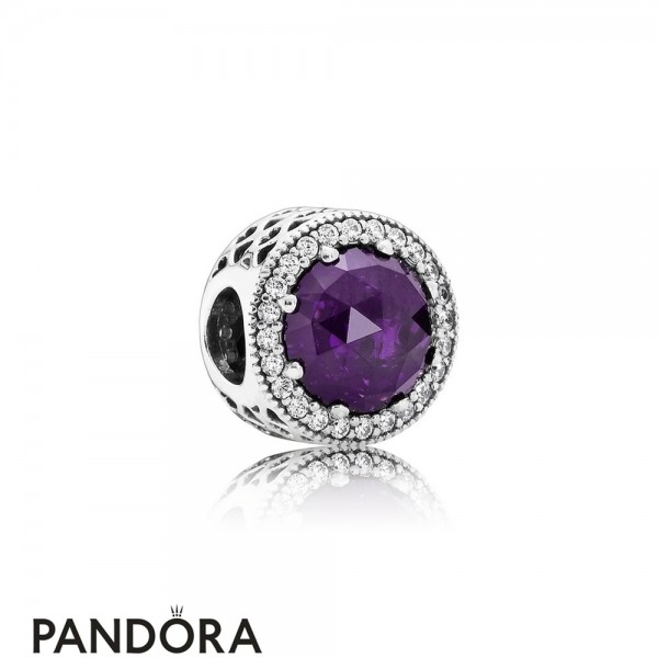 Pandora Touch Of Color Charms Radiant Hearts Charm Royal Purple Crystal Clear Cz