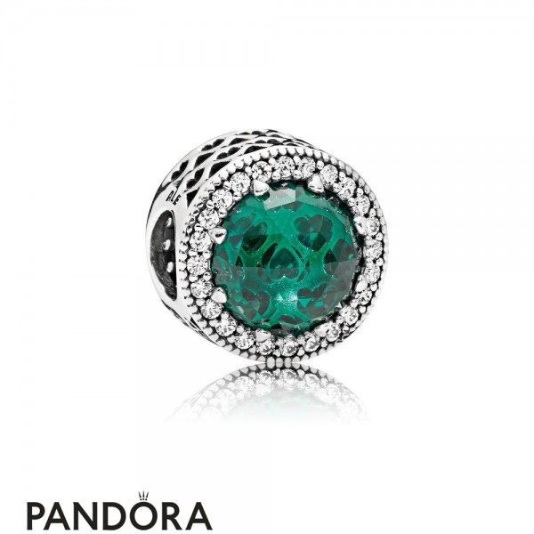 Pandora Touch Of Color Charms Radiant Hearts Charm Sea Green Crystals Clear Cz