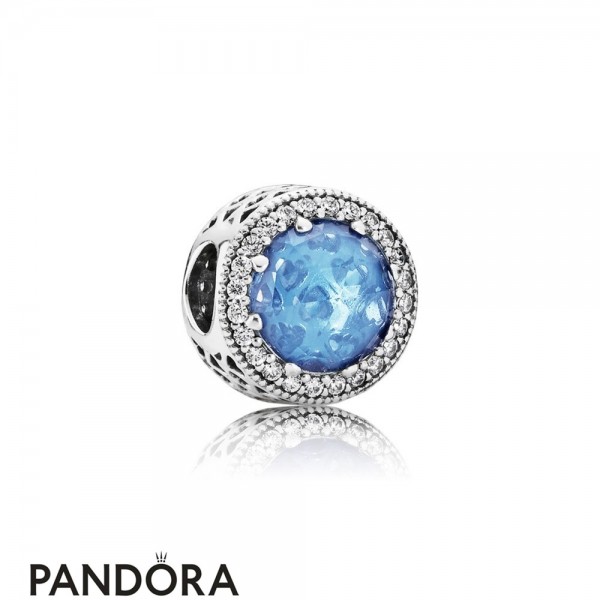 Pandora Touch Of Color Charms Radiant Hearts Charm Sky Blue Crystal Clear Cz
