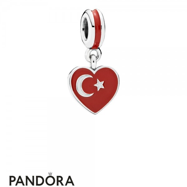 Women's Pandora Turkey Heart Flag Pendant Charm