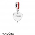 Women's Pandora Turkey Heart Flag Pendant Charm