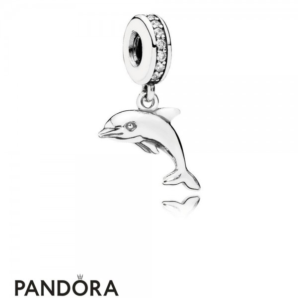 Pandora Vacation Travel Charms Playful Dolphin Pendant Charm Clear Cz