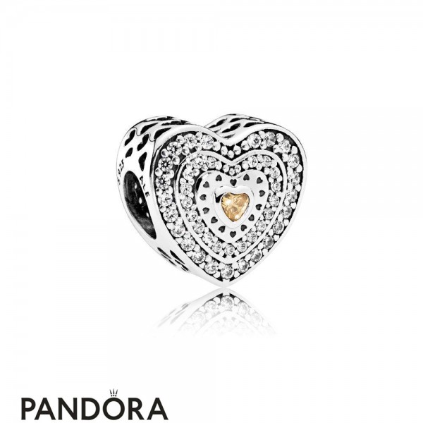 Pandora Valentine's Day Charms Lavish Heart Charm Fancy Colored Clear Cz