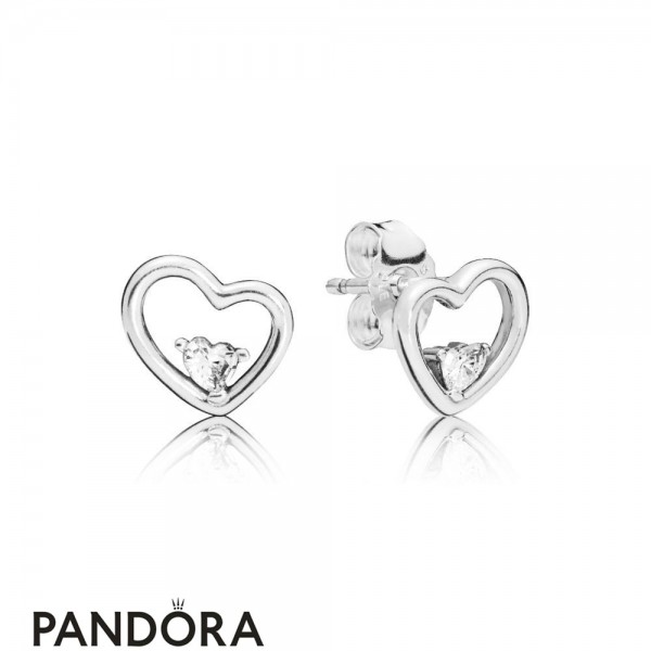 Women's Pandora Asymmetric Hearts Of Love Stud Earrings