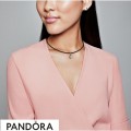 Women's Pandora Black Leather Seashell Choker Necklace