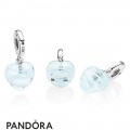 Women's Pandora Blue Ribbon Heart Dangle Charm Murano Glass