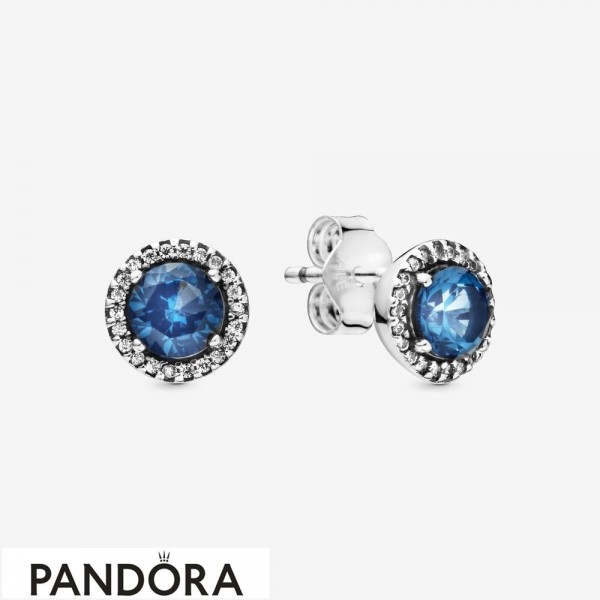 Women's Pandora Blue Round Sparkle Stud Earrings