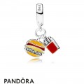 Women's Pandora Burger & Fries Dangle Charm Red Golden & Yellow Enamel