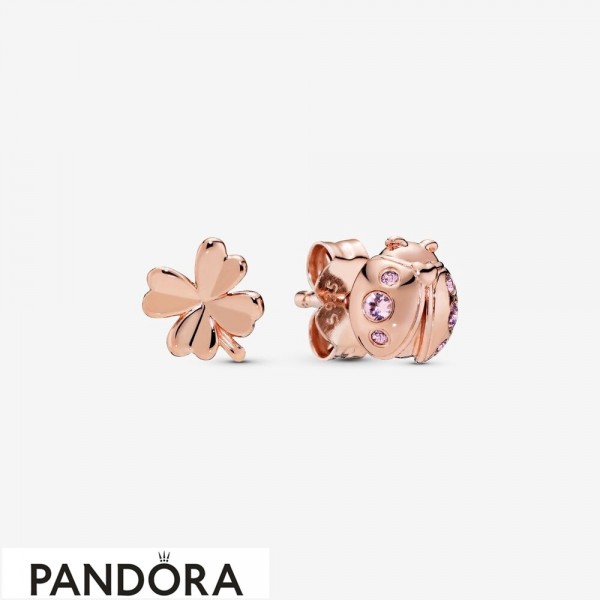 Women's Pandora Clover & Ladybird Stud Earrings