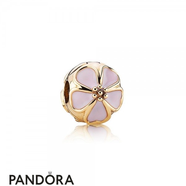 Pandora Collections Cherry Blossom Clip Charm Pink Enamel 14K Gold