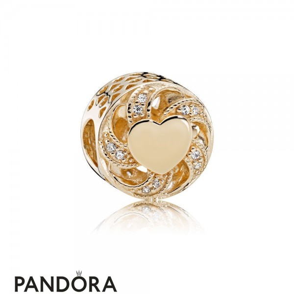 Pandora Collections Ribbon Heart Charm 14K Gold