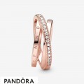 Women's Pandora Crossover Pave Triple Band Ring