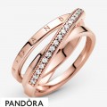 Women's Pandora Crossover Pave Triple Band Ring