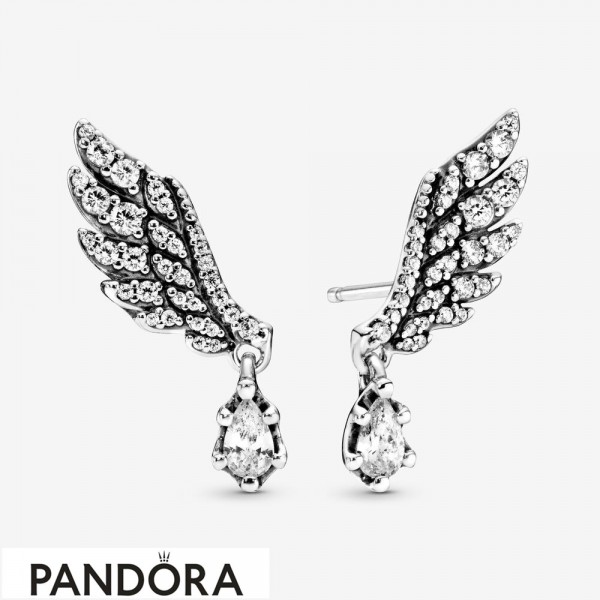 Women's Pandora Dangling Angel Wing Stud Earrings