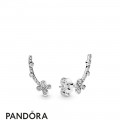 Women's Pandora Draped Four Petal Flowers Earring Studs