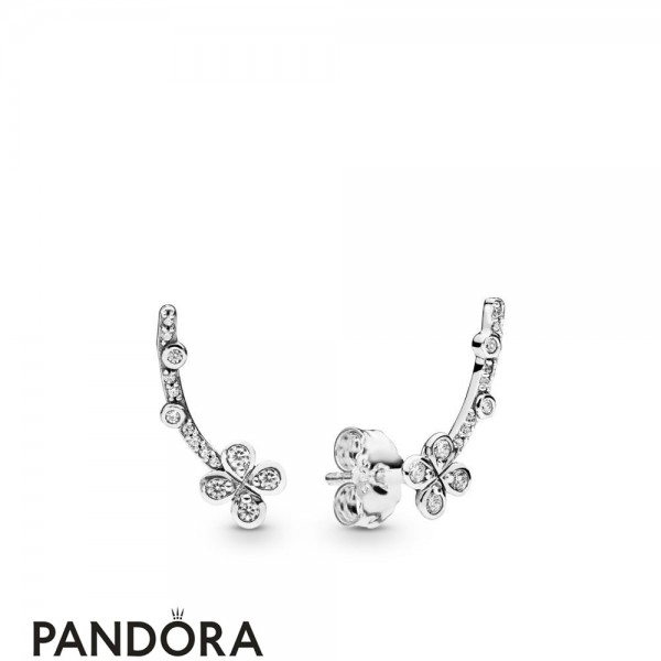 Women's Pandora Draped Four Petal Flowers Earring Studs