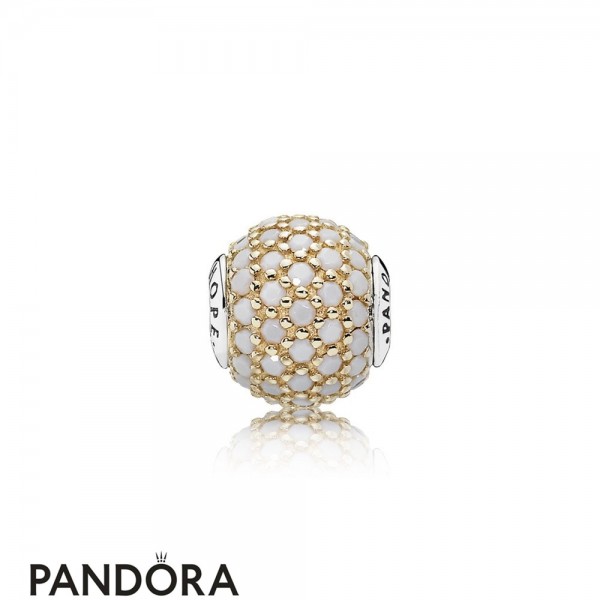 Pandora Essence Hope Charm 14K Gold Opaque White Crystal