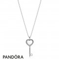 Pandora Floating Locket Heart Key Necklace Sapphire Crystal