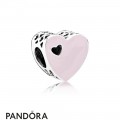 Women's Pandora Heart Silver Charm With Pink Enamel