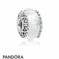 Women's Pandora Iridescent White Murano Glass Charm