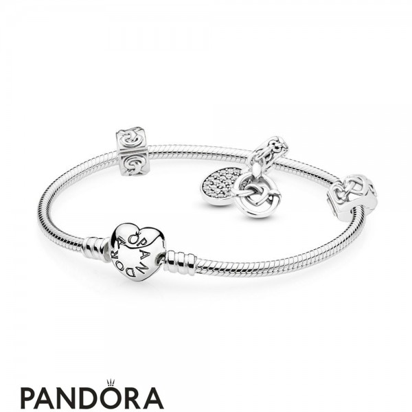 Women's Pandora Knotted Hearts Bracelet Set