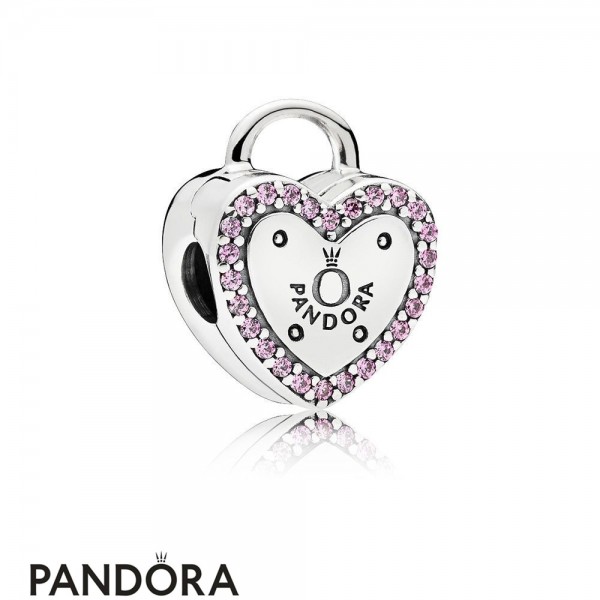 Women's Pandora Lock Your Promise Clip Fancy Fuchsia Pink Cz