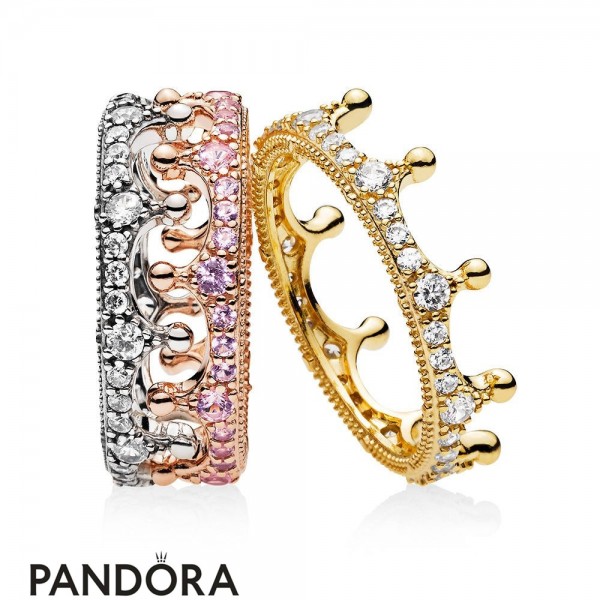 Women's Jewelry Pandora Mixed Metals Enchanted Crown Ring Stack