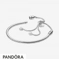 Pandora Moments Pave Star And Snake Chain Sliding Bracelet