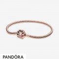 Pandora Moments Pink Fan Clasp Snake Chain Bracelet