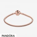 Pandora Moments Pink Fan Clasp Snake Chain Bracelet