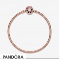 Pandora Moments Pink Fan Clasp Snake Chain Bracelet