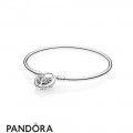 Women's Pandora Moments Sterling Silver Bangle With Tree Of Love Clasp
