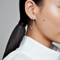 Women's Pandora Oval Sparkle Hoop Earrings