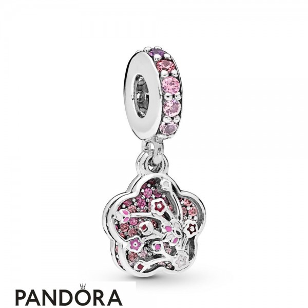 Women's Pandora Pave Peach Blossom Flower Charm