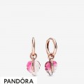 Women's Pandora Pink Murano Glass Leaf Hoop Earrings