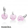 Women's Pandora Pink Ribbon Heart Dangle Charm Murano Glass