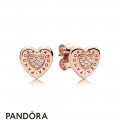 Pandora Rose Logo Heart Earring Studs