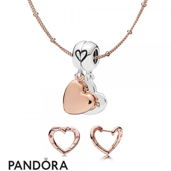 Pandora Rose Mother & Daughter Necklace And Earring Set