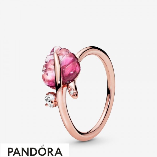Pandora Rose Pink Murano Glass Leaf Ring