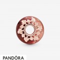 Pandora Rose Pink Murano Glass & Leaves Charm