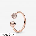 Pandora Rose Polished & Pave Bead Open Ring