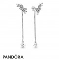 Women's Pandora Silver Bedazzling Butterflies Hanging Earrings