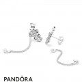 Women's Pandora Silver Bedazzling Butterflies Hanging Earrings