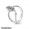 Women's Pandora Silver Bedazzling Butterflies Ring