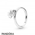 Women's Pandora Silver Hanging Clover Ring