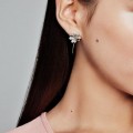 Women's Pandora Silver Lucky Four Leaf Clovers Hanging Earrings