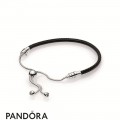 Women's Pandora Sliding Black Leather Bracelet