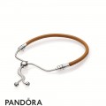 Women's Pandora Sliding Golden Tan Leather Bracelet